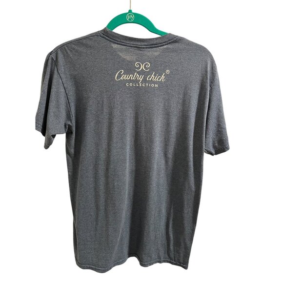 🌸3/$15🌸Country Chick Blue Heather Blessed Deerly Tee sz Small - Picture 7 of 7